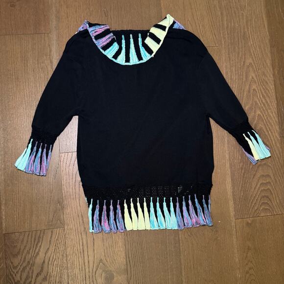 Vintage 90s Pyramid Collection Rainbow art to wear Cardigan Size Small - Picture 2 of 3